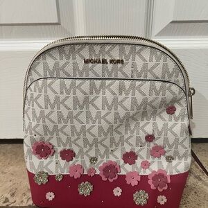 Michael Kors Floral Pink and Cream Backpack